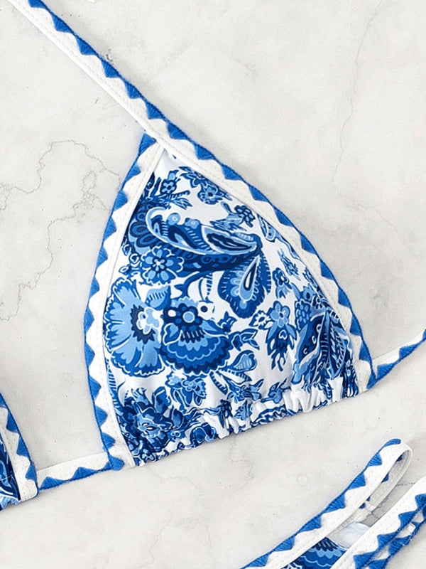 TEEK - Blue Printed Halter Neck Sexy Bikini SWIMWEAR TEEK K