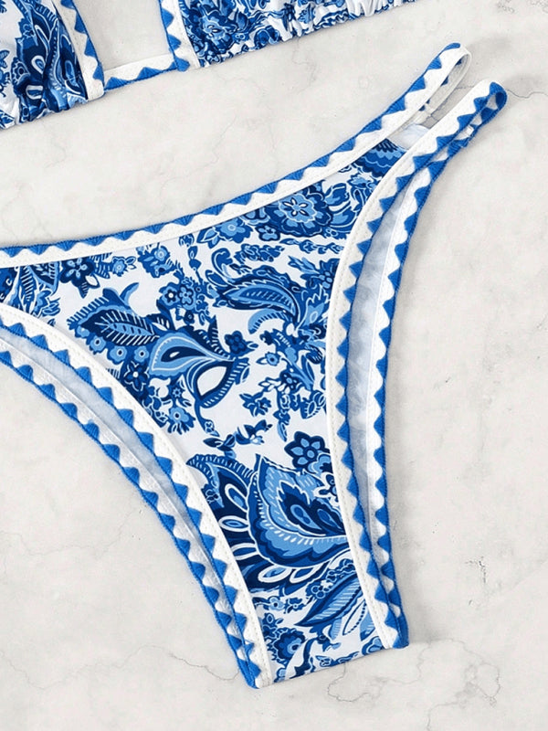 TEEK - Blue Printed Halter Neck Sexy Bikini SWIMWEAR TEEK K