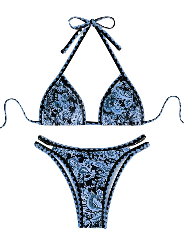 TEEK - Dark Blue Printed Halter Neck Bikini SWIMWEAR TEEK K S
