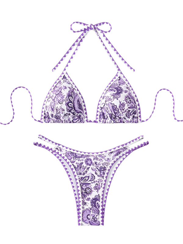 TEEK - Purple Printed Halter Neck Bikini SWIMWEAR TEEK K S