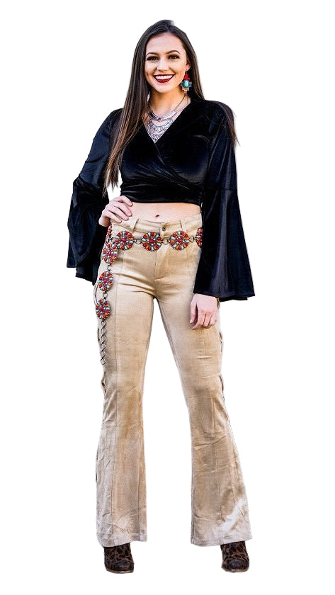 TEEK - Beige Suede Flares Pants PANTS TEEK RRRB 4
