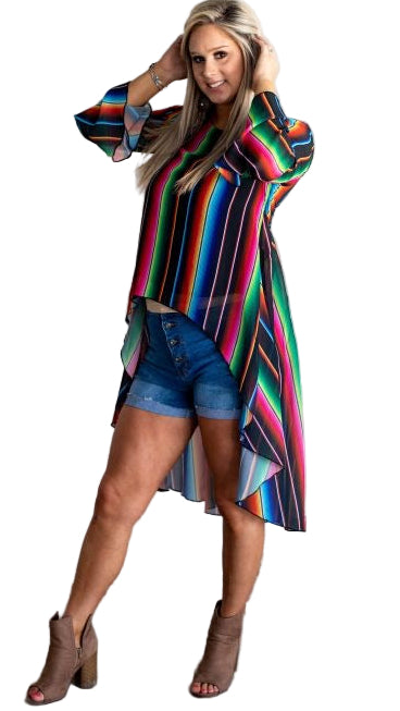 TEEK - BLUE SERAPE HIGH LOW TOP TOPS TEEK RRRB S