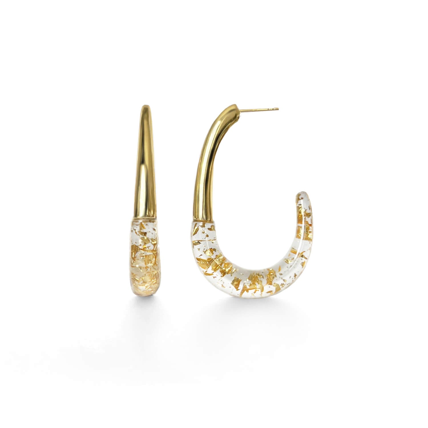 TEEK - J Hoop Earrings JEWELRY TEEK GNH CLEAR GOLD LEAF