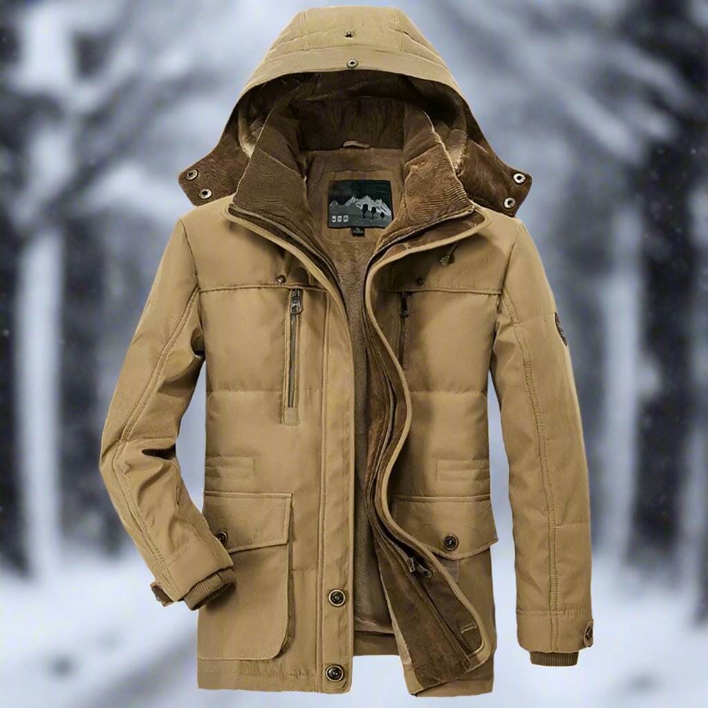 TEEK - Mens Hooded Winter Parka Inner Fleece Coat COAT TEEK 1TFY Khaki S