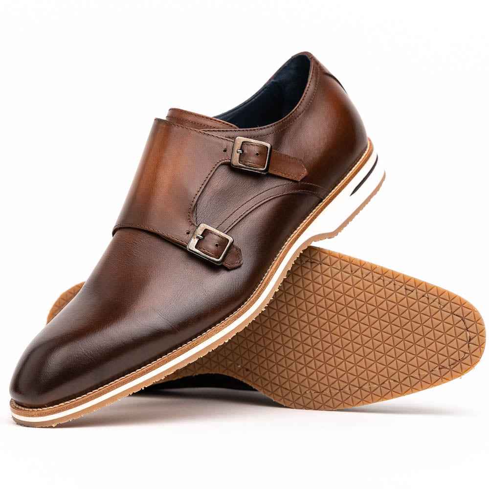 TEEK - 55-103-BRN LEGERRA Hand Burnished Italian Calfskin Monkstrap, Brown SHOES TEEK ZI Brown 8 M