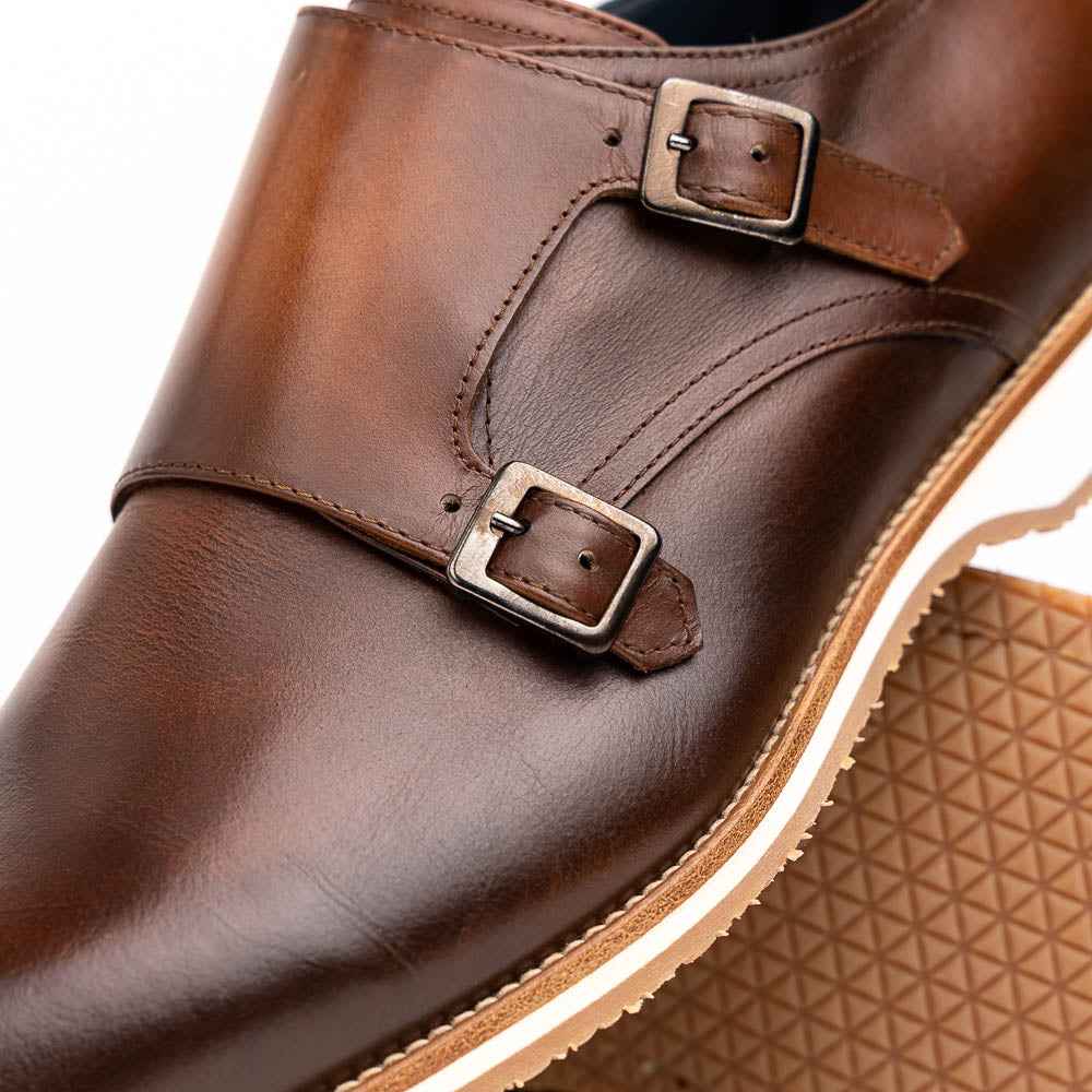 TEEK - 55-103-BRN LEGERRA Hand Burnished Italian Calfskin Monkstrap, Brown SHOES TEEK ZI