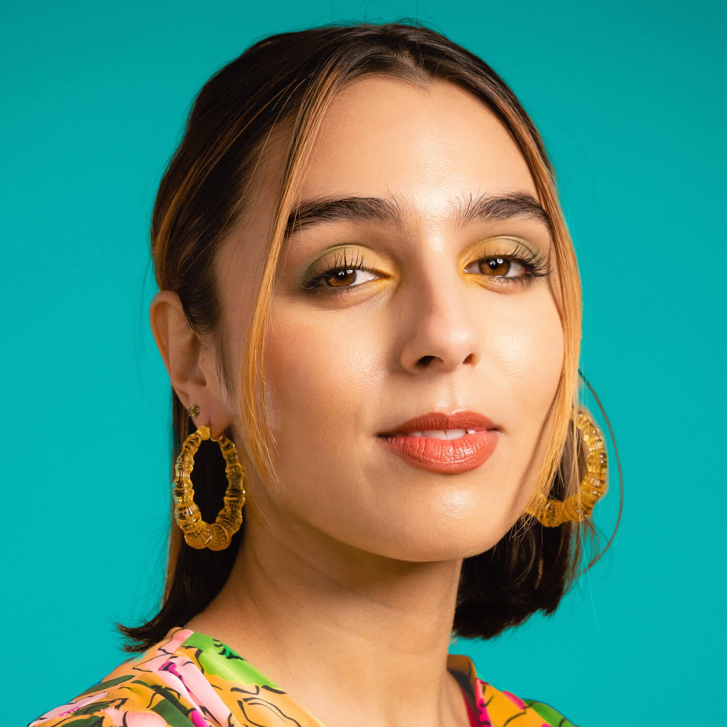 TEEK - Lemon Yellow Lucite Bamboo Hoop Earrings JEWELRY TEEK GNH