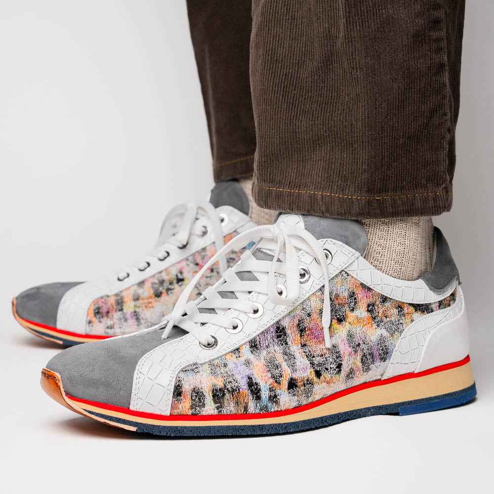 TEEK - 66-250-GRY LEO Sueded Italian Goatskin Sneakers Grey Multi SHOES TEEK ZI