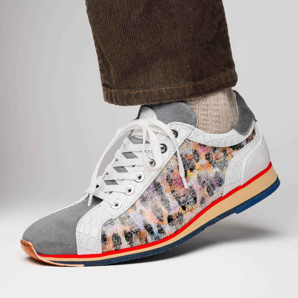 TEEK - 66-250-GRY LEO Sueded Italian Goatskin Sneakers Grey Multi SHOES TEEK ZI