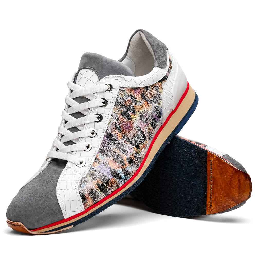 TEEK - 66-250-GRY LEO Sueded Italian Goatskin Sneakers Grey Multi SHOES TEEK ZI