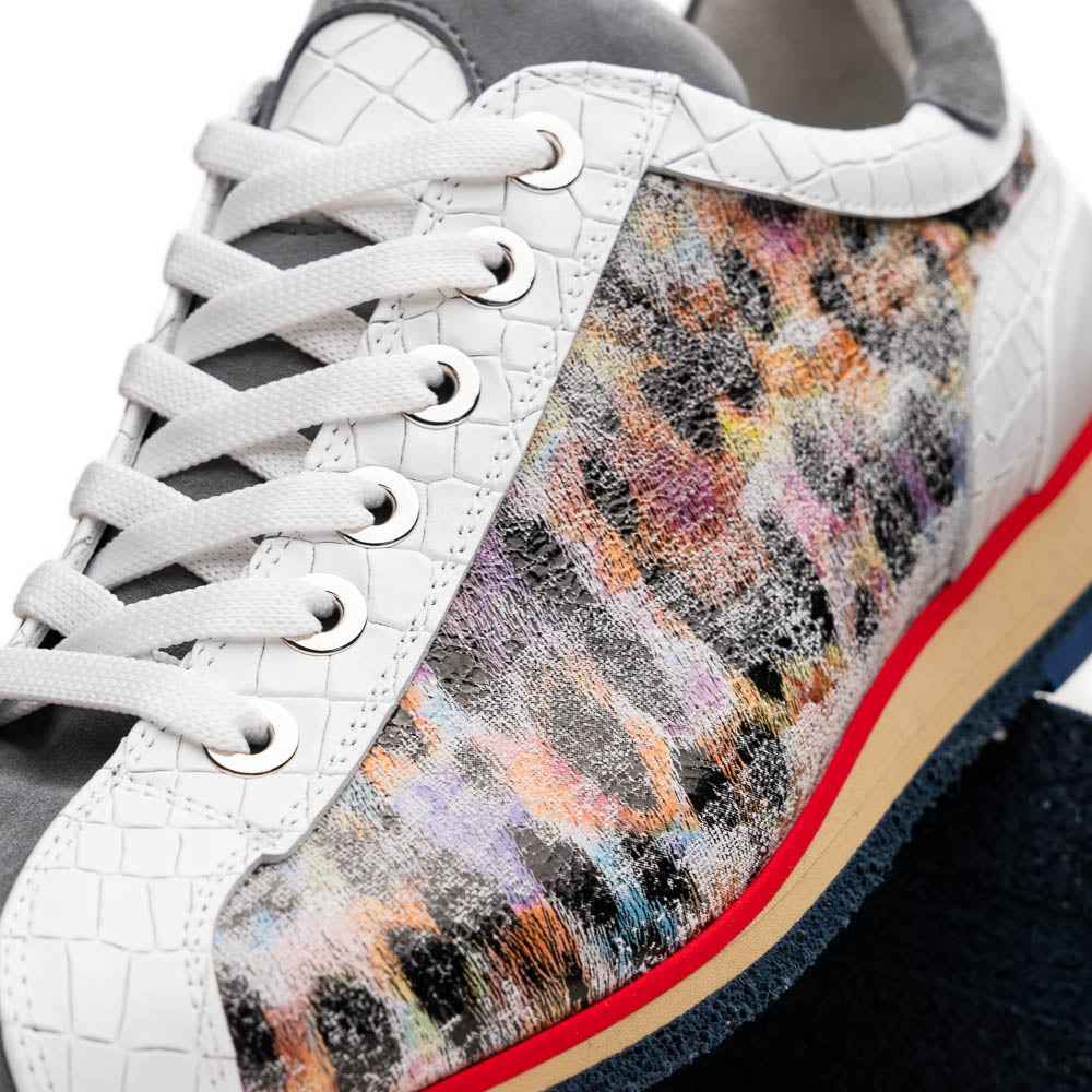 TEEK - 66-250-GRY LEO Sueded Italian Goatskin Sneakers Grey Multi SHOES TEEK ZI