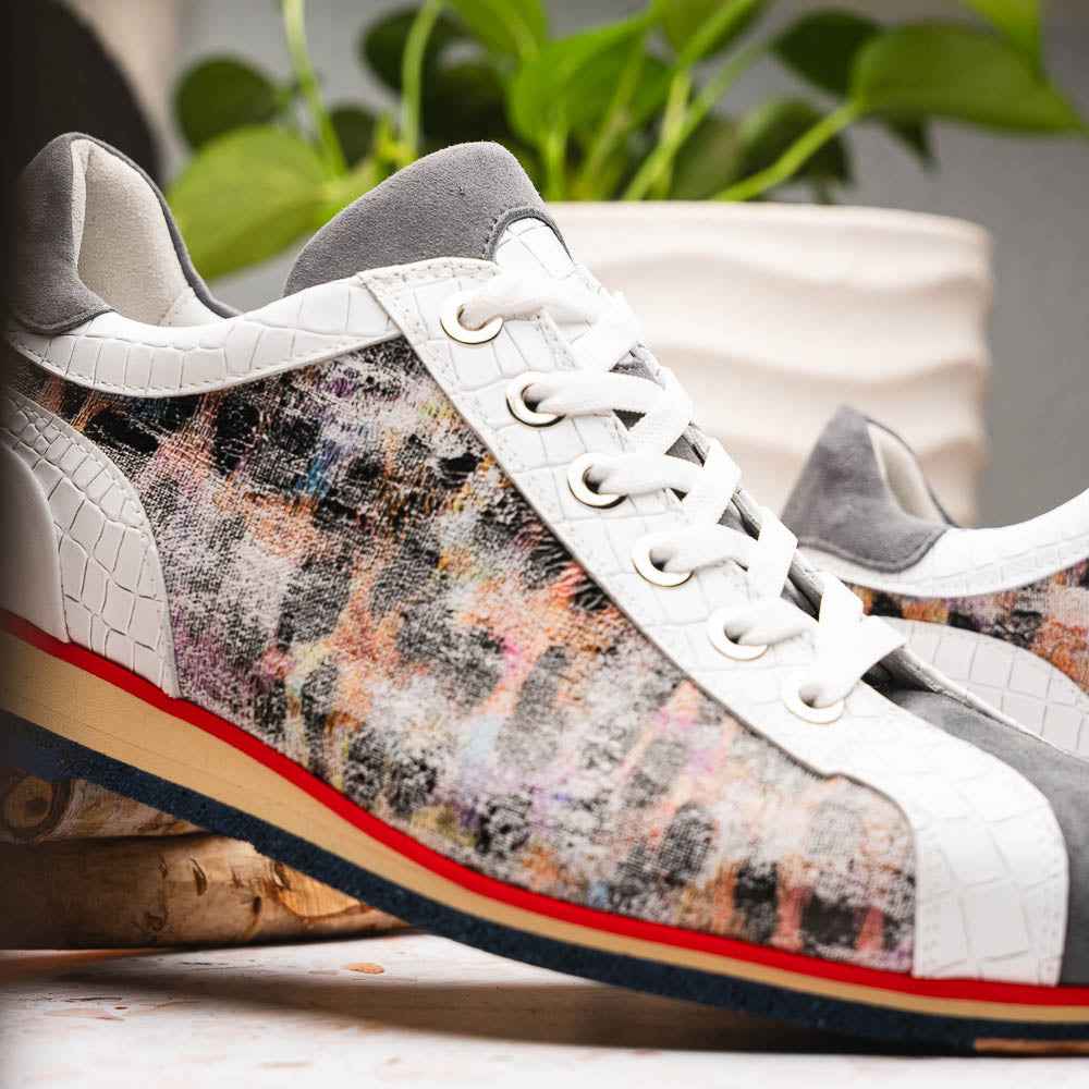 TEEK - 66-250-GRY LEO Sueded Italian Goatskin Sneakers Grey Multi SHOES TEEK ZI