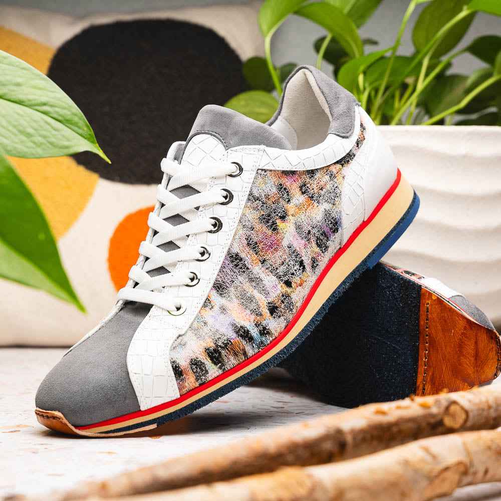 TEEK - 66-250-GRY LEO Sueded Italian Goatskin Sneakers Grey Multi SHOES TEEK ZI