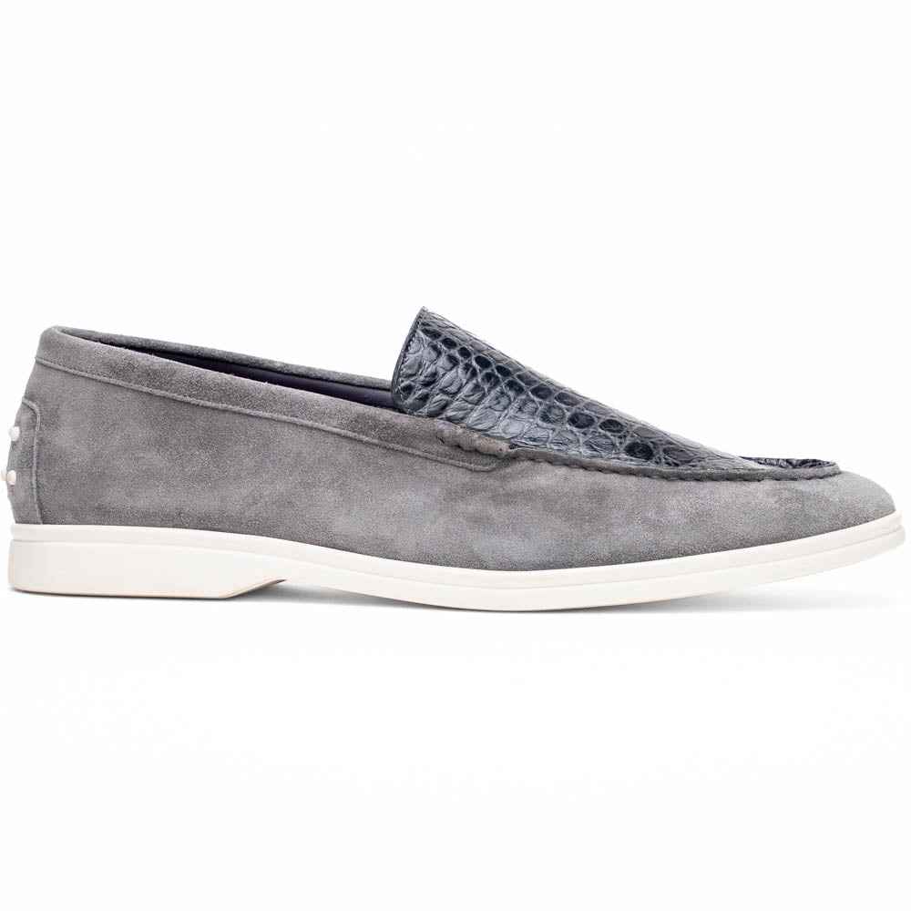 TEEK - 11-603-GRY BENE Sueded Italian Goatskin & Crocodile Loafer Grey SHOES TEEK ZI