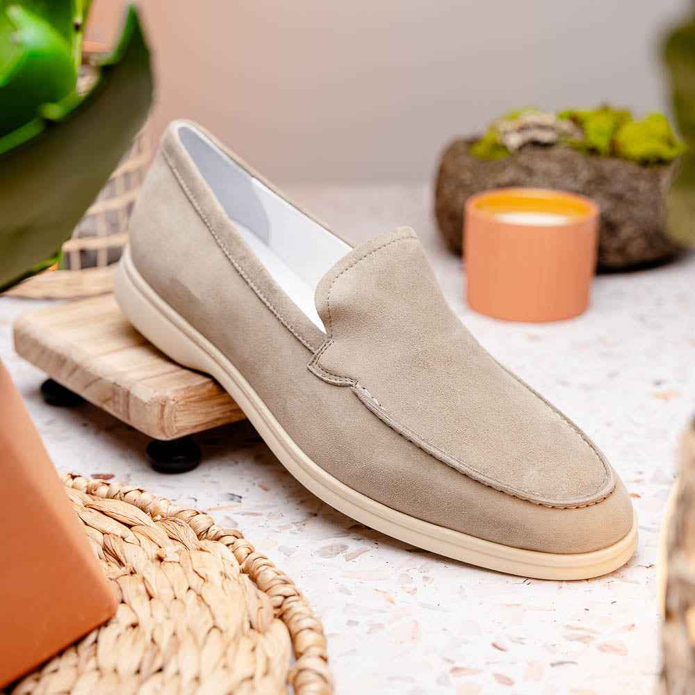 TEEK - 16-621-BON LIVORNO Sueded Italian Goatskin Loafer Bone SHOES TEEK ZI