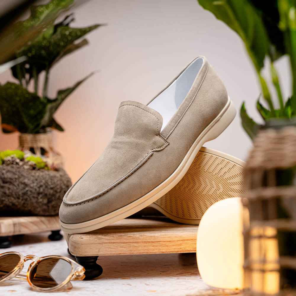 TEEK - 16-621-BON LIVORNO Sueded Italian Goatskin Loafer Bone SHOES TEEK ZI