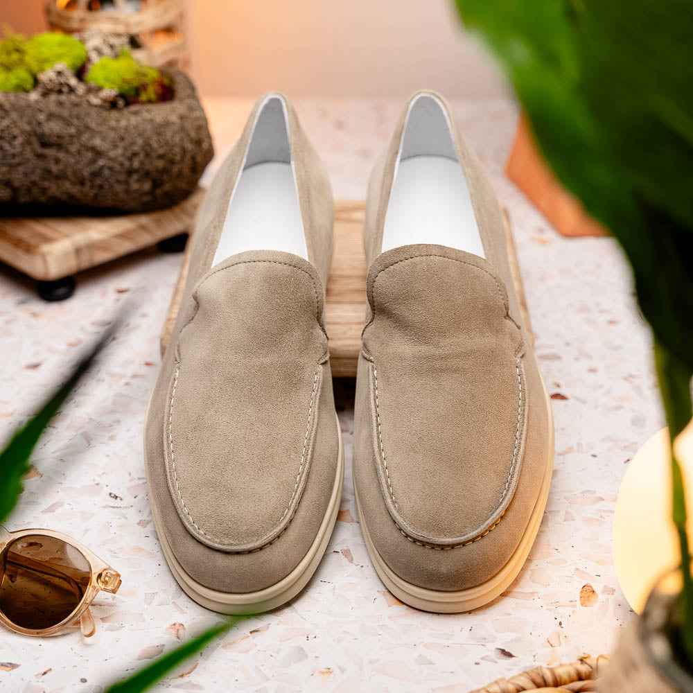 TEEK - 16-621-BON LIVORNO Sueded Italian Goatskin Loafer Bone SHOES TEEK ZI