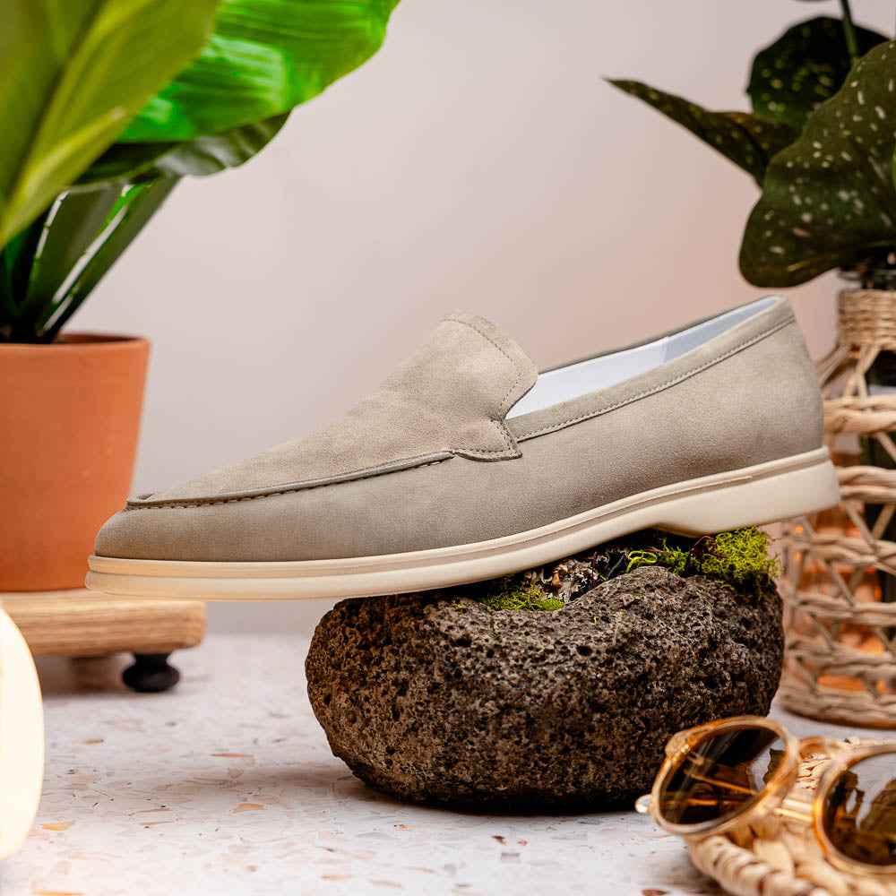 TEEK - 16-621-BON LIVORNO Sueded Italian Goatskin Loafer Bone SHOES TEEK ZI