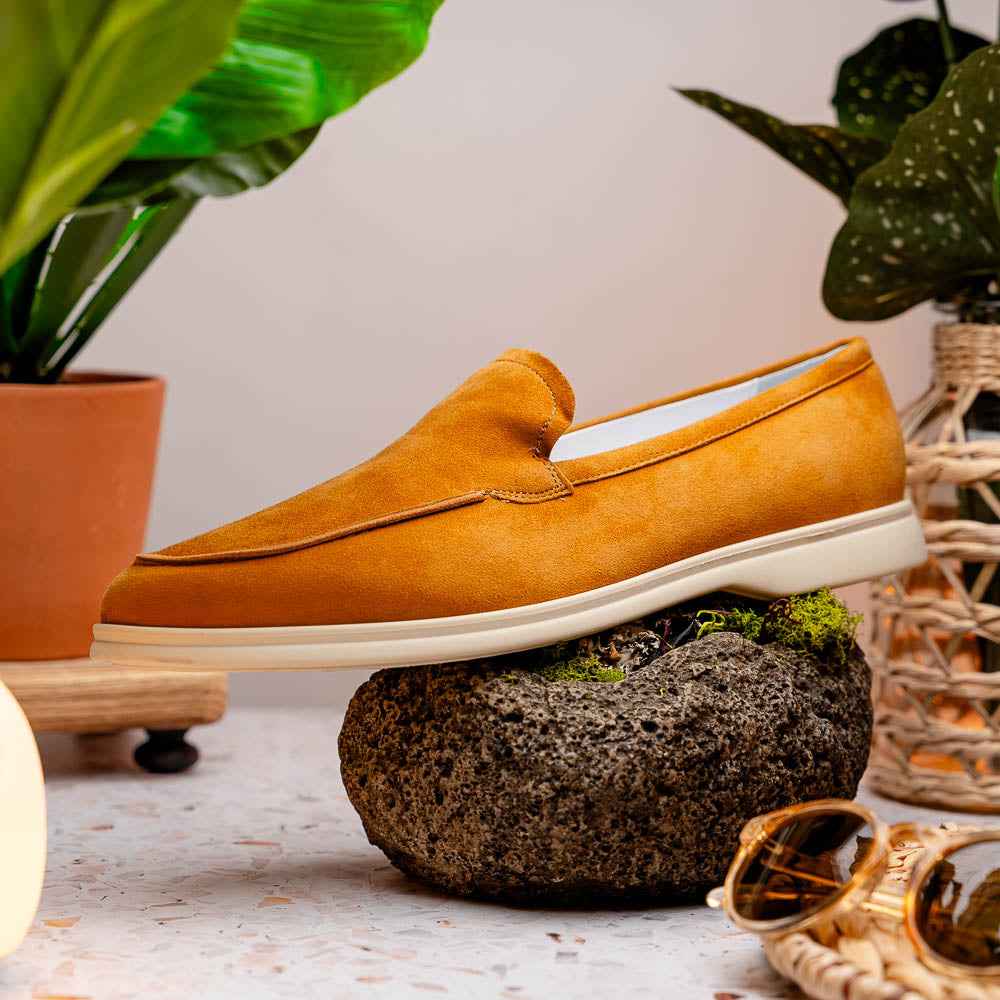 TEEK - 16-621-CGN LIVORNO Sueded Italian Goatskin Loafer Cognac SHOES TEEK ZI