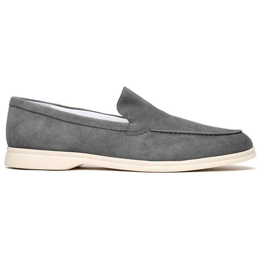 16-621-GRY LIVORNO Sueded Italian Goatskin Loafer Grey Shop Zelli Italia