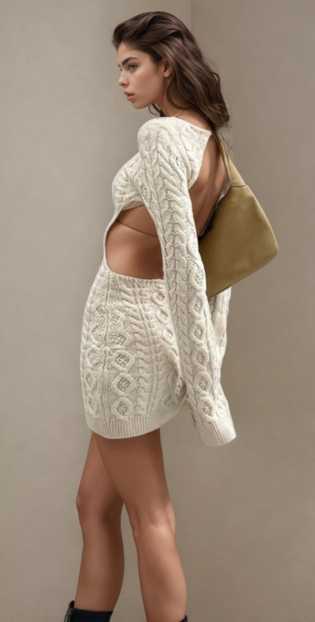 TEEK - Cut Out Cable Net Mini Dress DRESS TEEK 3W