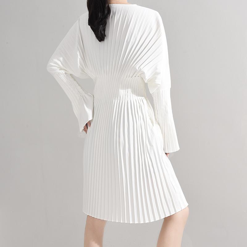 TEEK - Sakiya Pleated Long Sleeve Shirt Dress - White DRESS TEEK MS