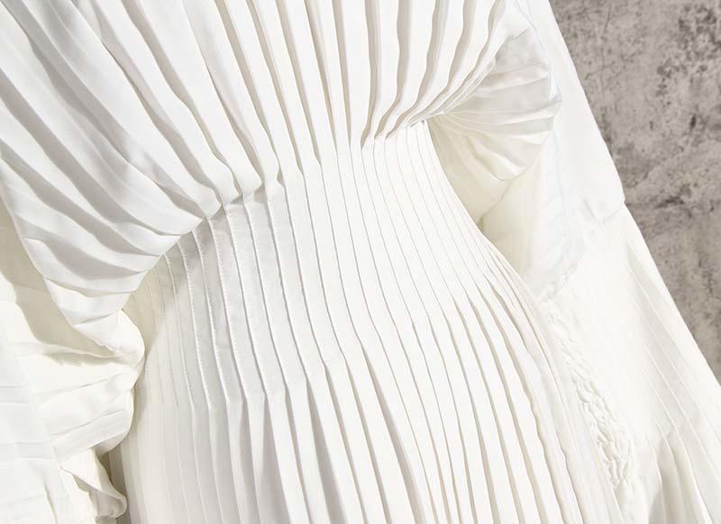 TEEK - Sakiya Pleated Long Sleeve Shirt Dress - White DRESS TEEK MS