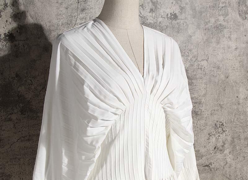 TEEK - Sakiya Pleated Long Sleeve Shirt Dress - White DRESS TEEK MS