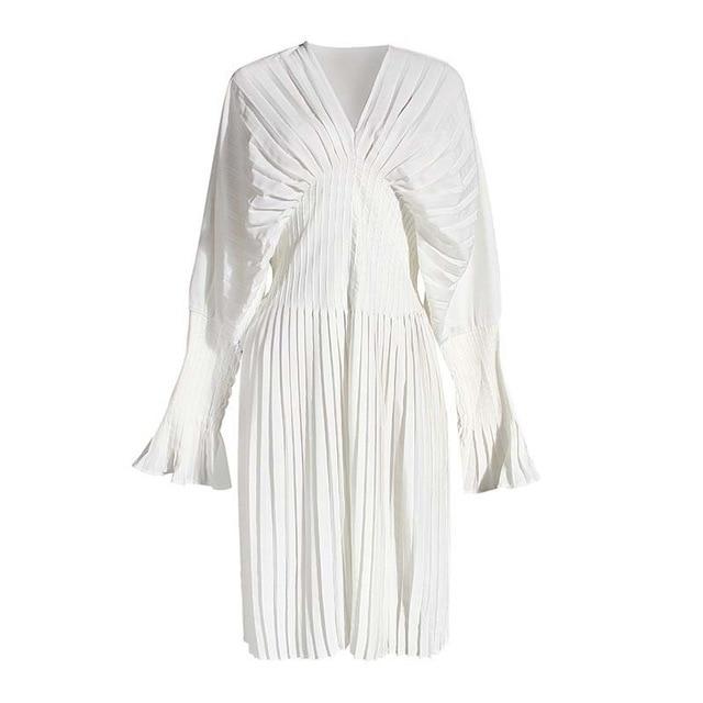 TEEK - Sakiya Pleated Long Sleeve Shirt Dress - White DRESS TEEK MS