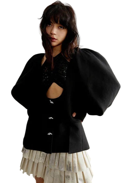 TEEK - Nandy Puff Sleeve Cut-Out Coat COAT TEEK MS Black S