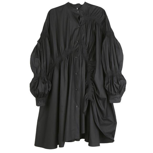 TEEK - Hotaru Long Sleeve Pleated Shirt Dress - Black DRESS TEEK MS