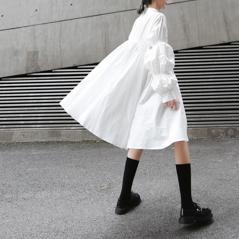 TEEK - Hotaru Long Sleeve Pleated Shirt Dress - White DRESS TEEK MS