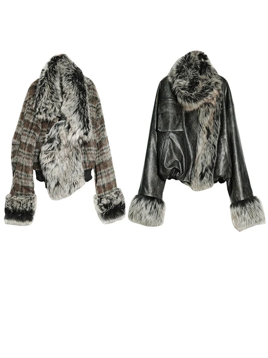 TEEK - Sablet Reversible Plaid Faux Fur Jacket JACKET TEEK MS