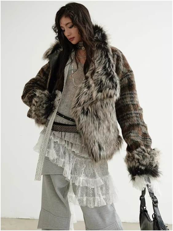 TEEK - Sablet Reversible Plaid Faux Fur Jacket JACKET TEEK MS