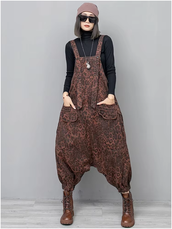 TEEK - Kuniko Denim Leopard Overalls OVERALLS TEEK MS