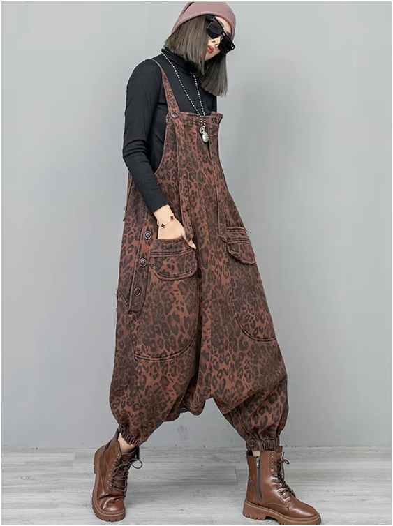 TEEK - Kuniko Denim Leopard Overalls OVERALLS TEEK MS