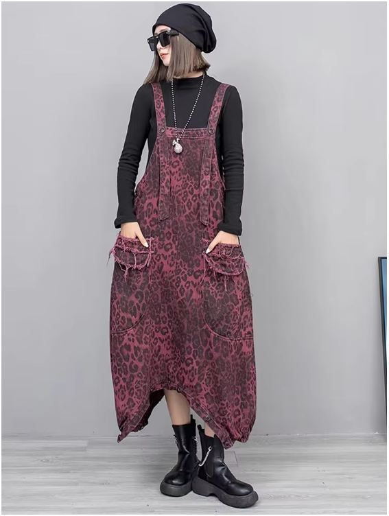 TEEK - Kuniko Denim Leopard Overalls OVERALLS TEEK MS