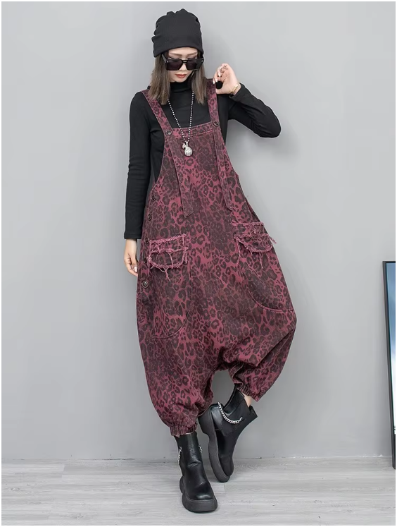 TEEK - Kuniko Denim Leopard Overalls OVERALLS TEEK MS