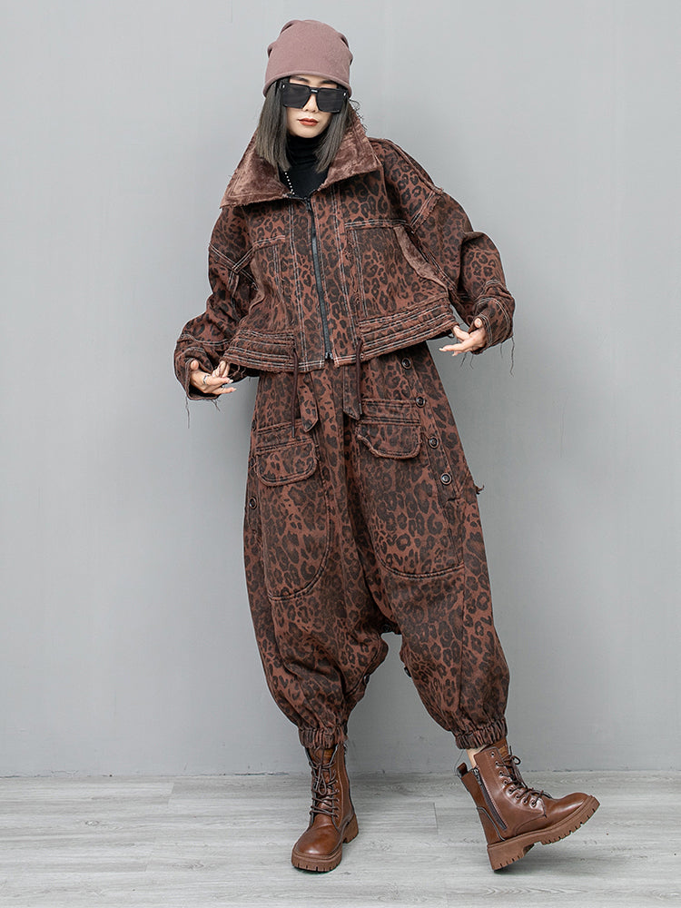 TEEK - Kuniko Denim Leopard Overalls OVERALLS TEEK MS