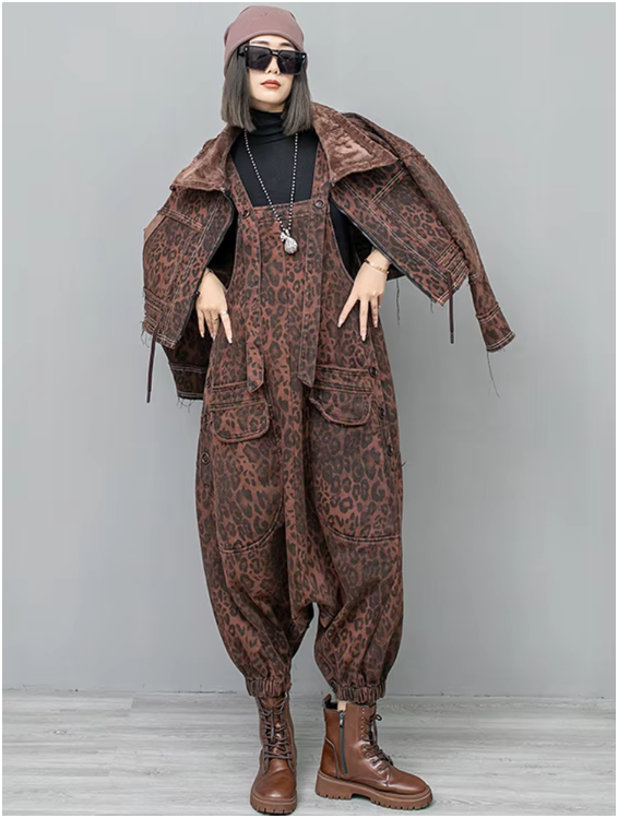 TEEK - Kuniko Denim Leopard Overalls OVERALLS TEEK MS