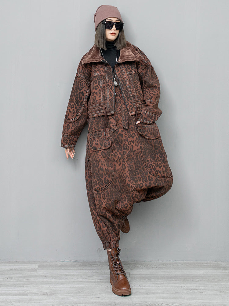 TEEK - Kuniko Denim Leopard Overalls OVERALLS TEEK MS