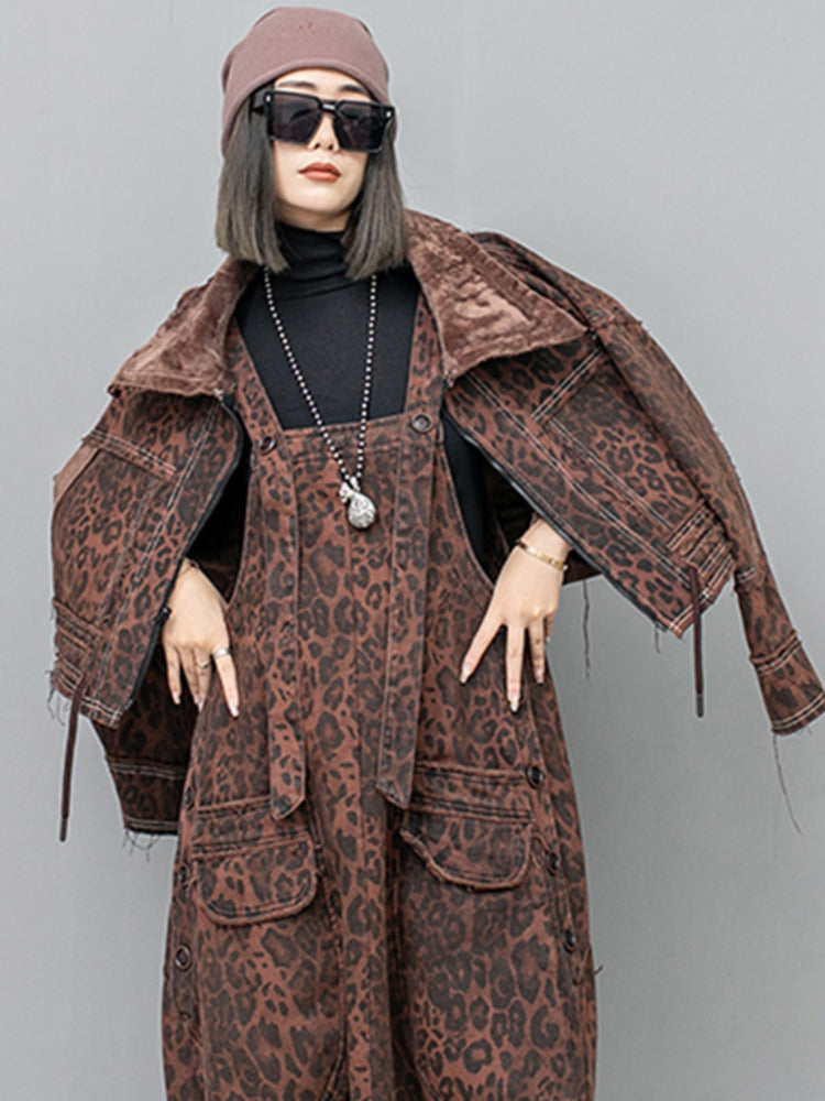 TEEK - Kuniko Denim Leopard Overalls OVERALLS TEEK MS