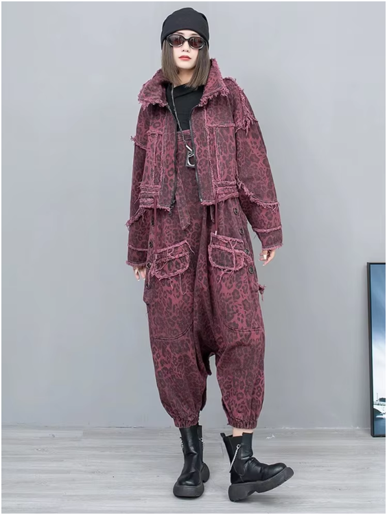 TEEK - Kuniko Denim Leopard Overalls OVERALLS TEEK MS