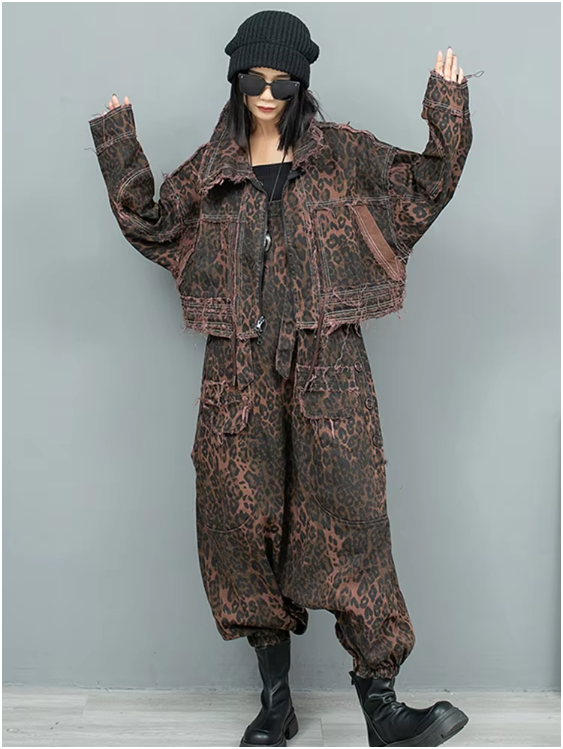 TEEK - Kuniko Denim Leopard Overalls OVERALLS TEEK MS