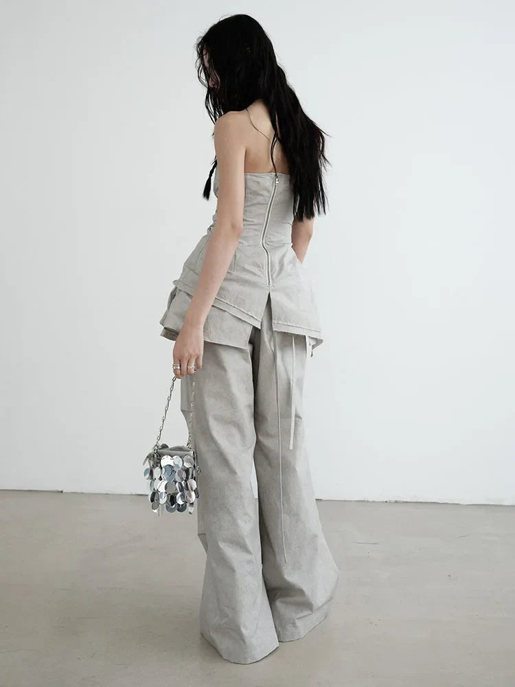 TEEK - Grey Hantuki Drawstring Layered Pants PANTS TEEK MS