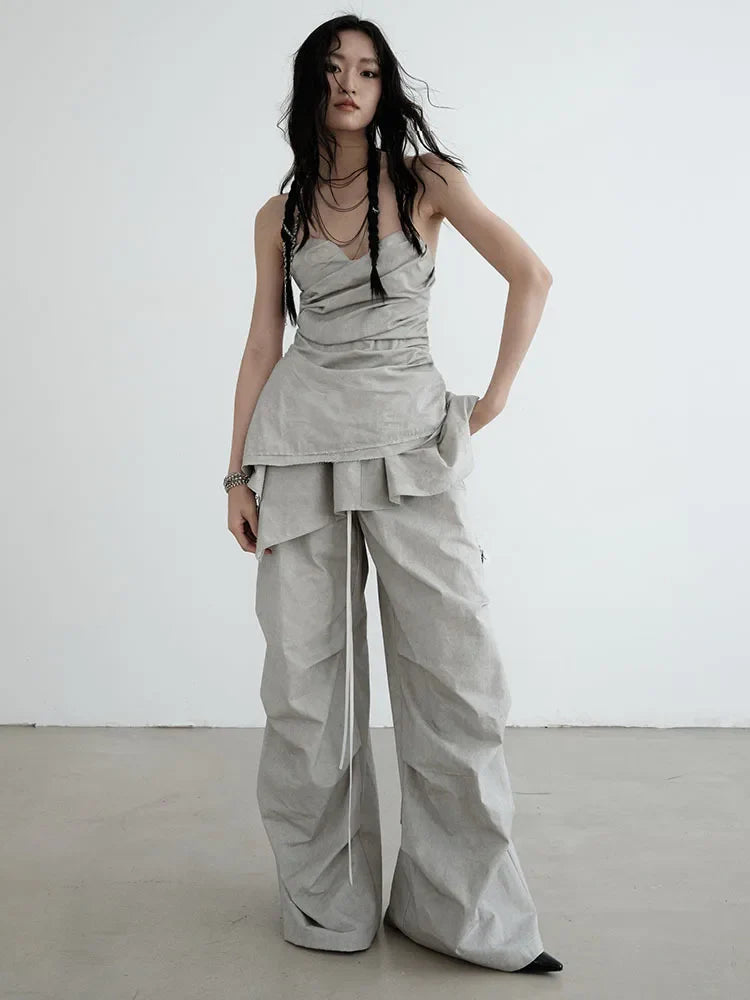 TEEK - Grey Hantuki Drawstring Layered Pants PANTS TEEK MS