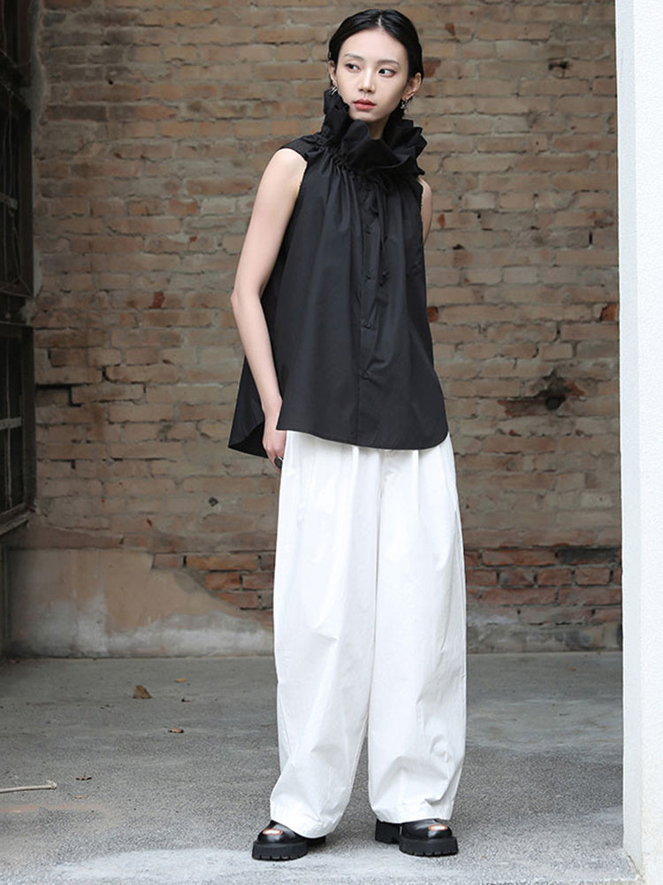 TEEK - Chee Ruffle Collar Blouse - Black TOPS TEEK MS