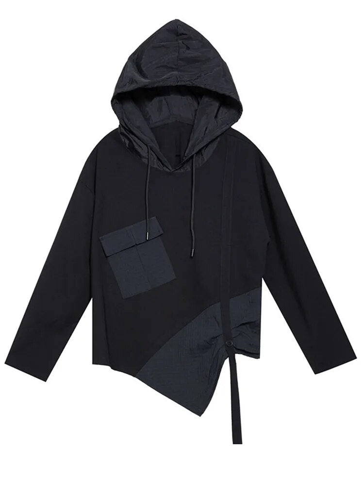TEEK - Hamarna Pocket Rouched Hoodie - Black TOPS TEEK MS