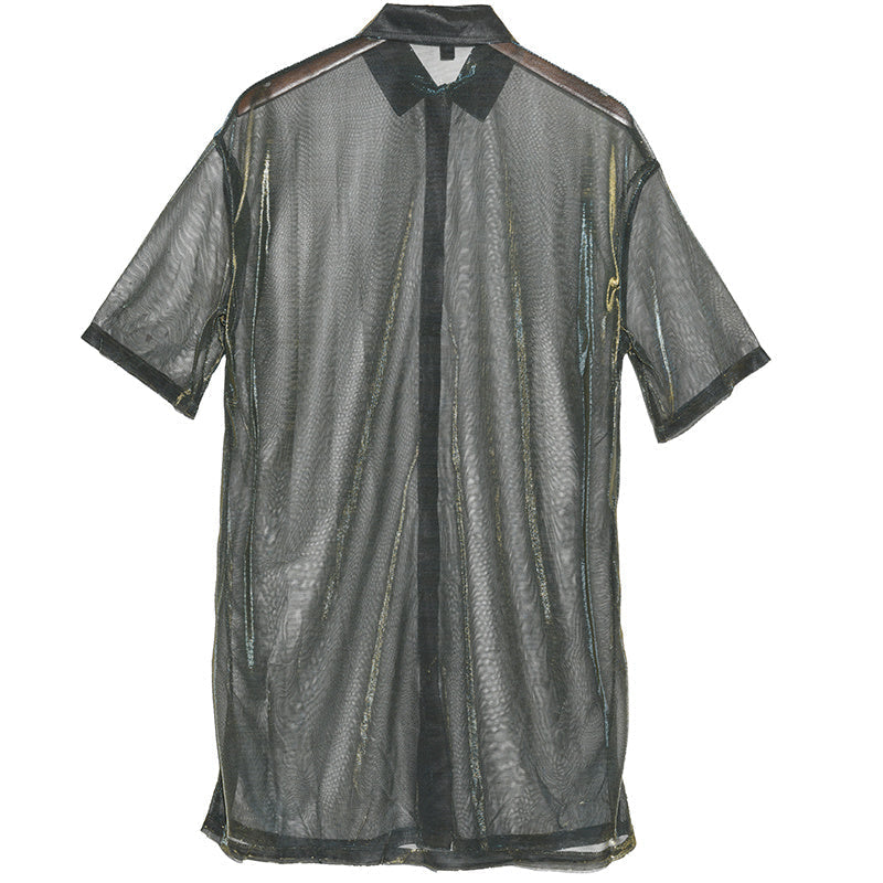 TEEK - Reece Sheer Shimmer Shirt Dress - Gold Green DRESS TEEK MS