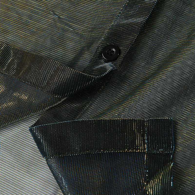 TEEK - Reece Sheer Shimmer Shirt Dress - Gold Green DRESS TEEK MS